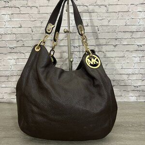 Michael Kors Black Leather Fulton Handbag